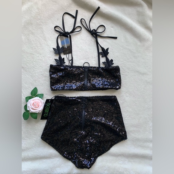 Dolls Kill Club Exx See Me Rollin’ Sequin Top and Shorts Set - Picture 13 of 17